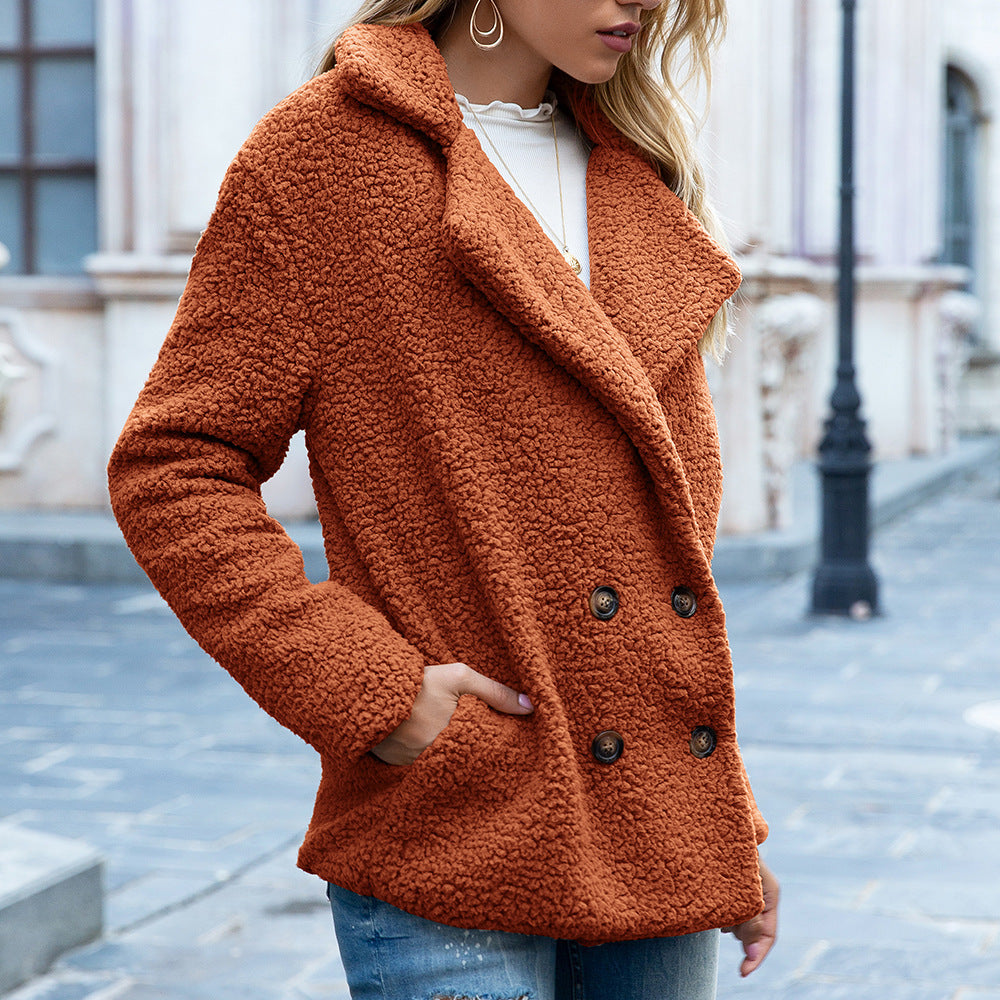 Fluffy Winter Button Coat