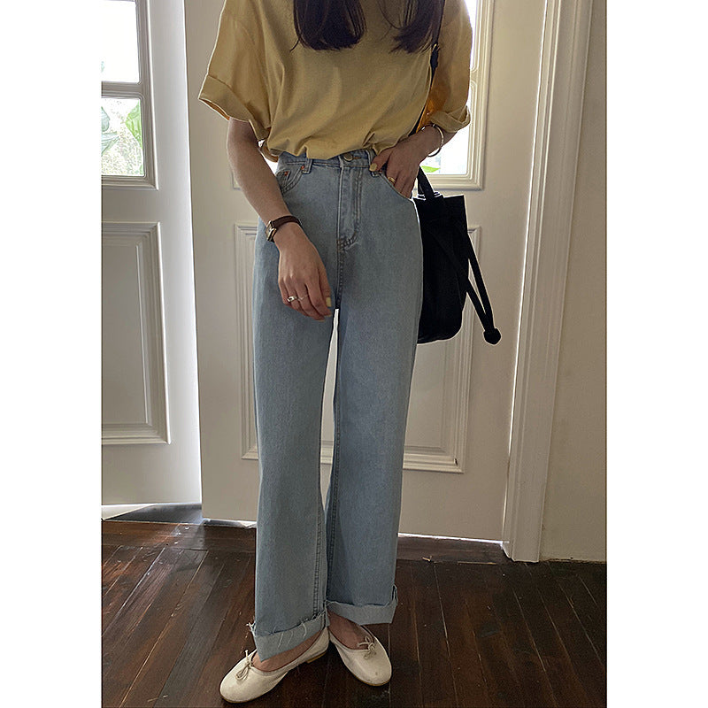 Loose Wide-leg Pants Women's Thin High-waisted Jeans