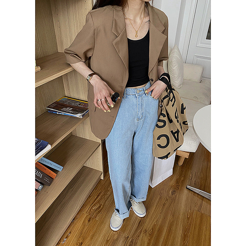 Loose Wide-leg Pants Women's Thin High-waisted Jeans