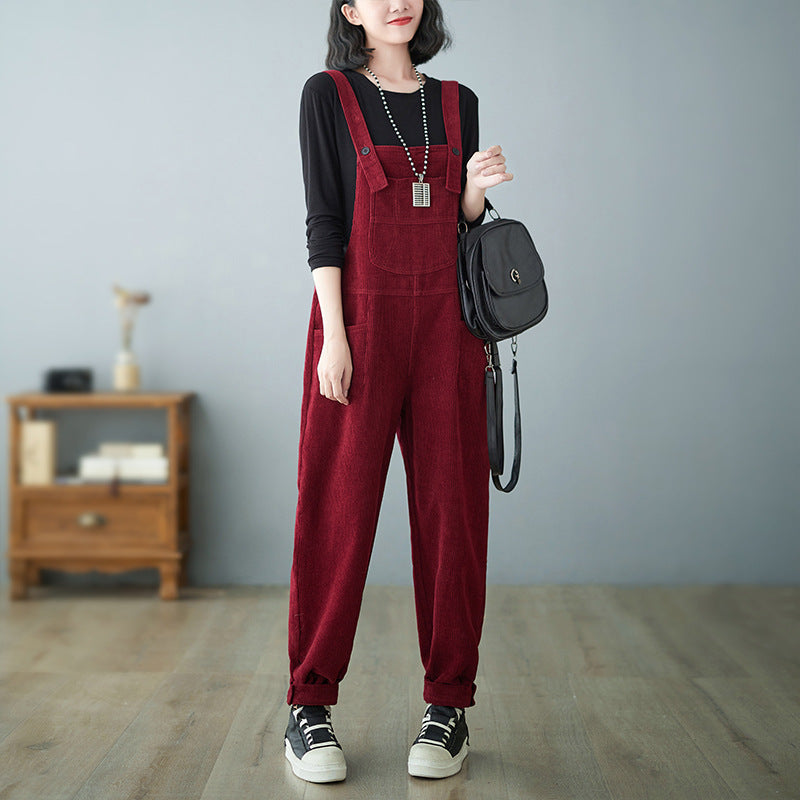 Corduroy Suspender Jumpsuit