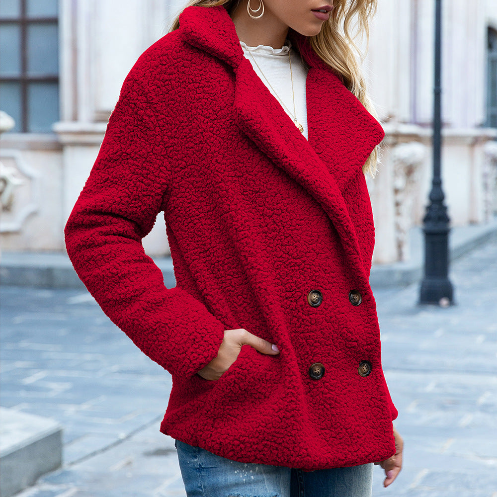 Fluffy Winter Button Coat