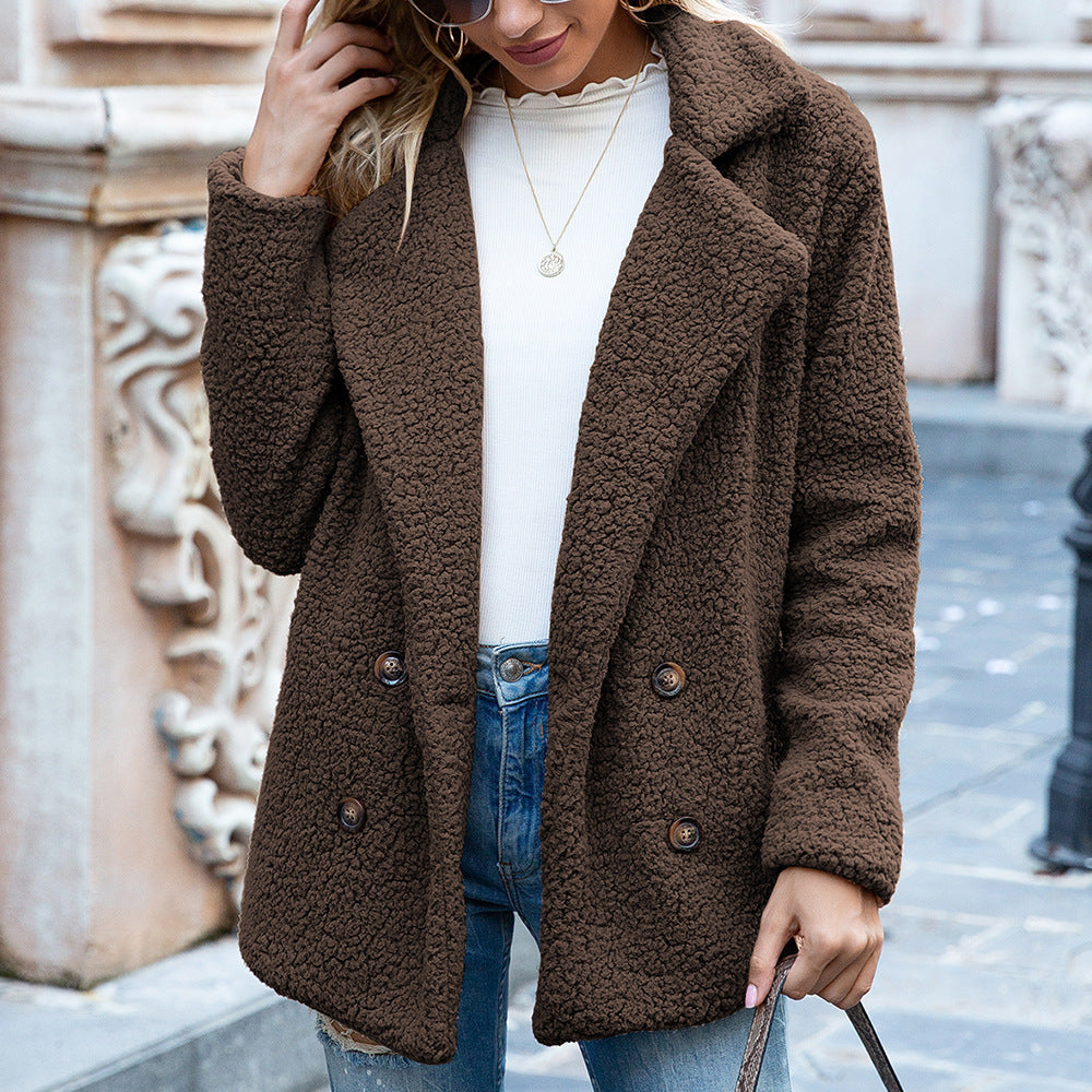 Fluffy Winter Button Coat