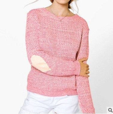 Round neck pullover sweater patch large size sweater women