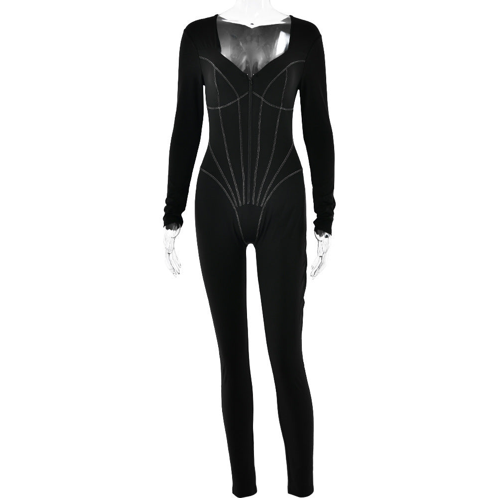 Sexy Tight Zipper Jumpsuit