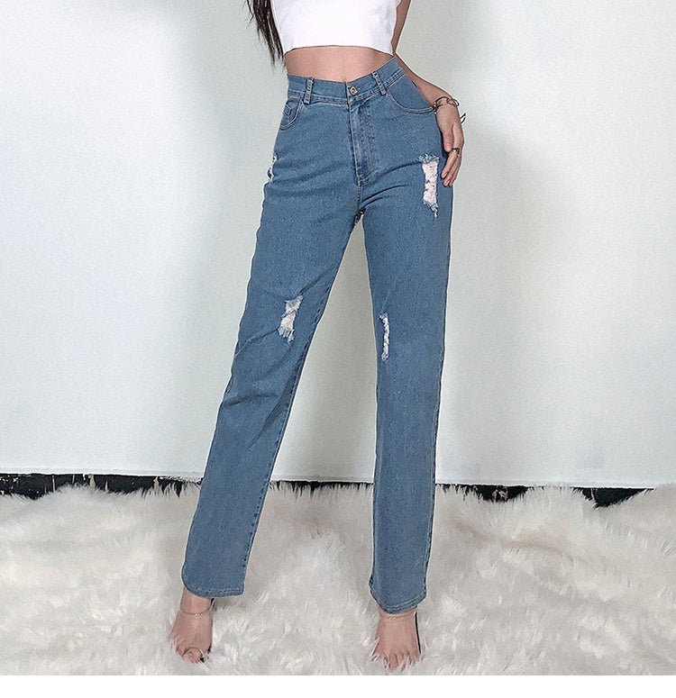 Shredded jeans women Xia Chao was thin