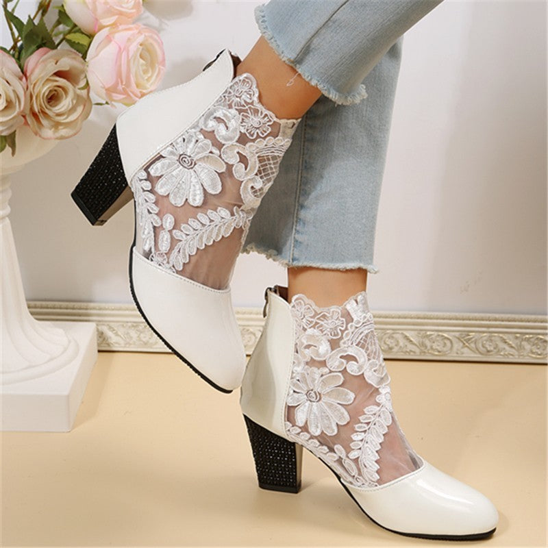 Women's Lace Chunky Heel