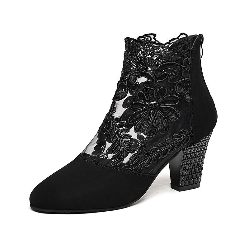 Women's Lace Chunky Heel