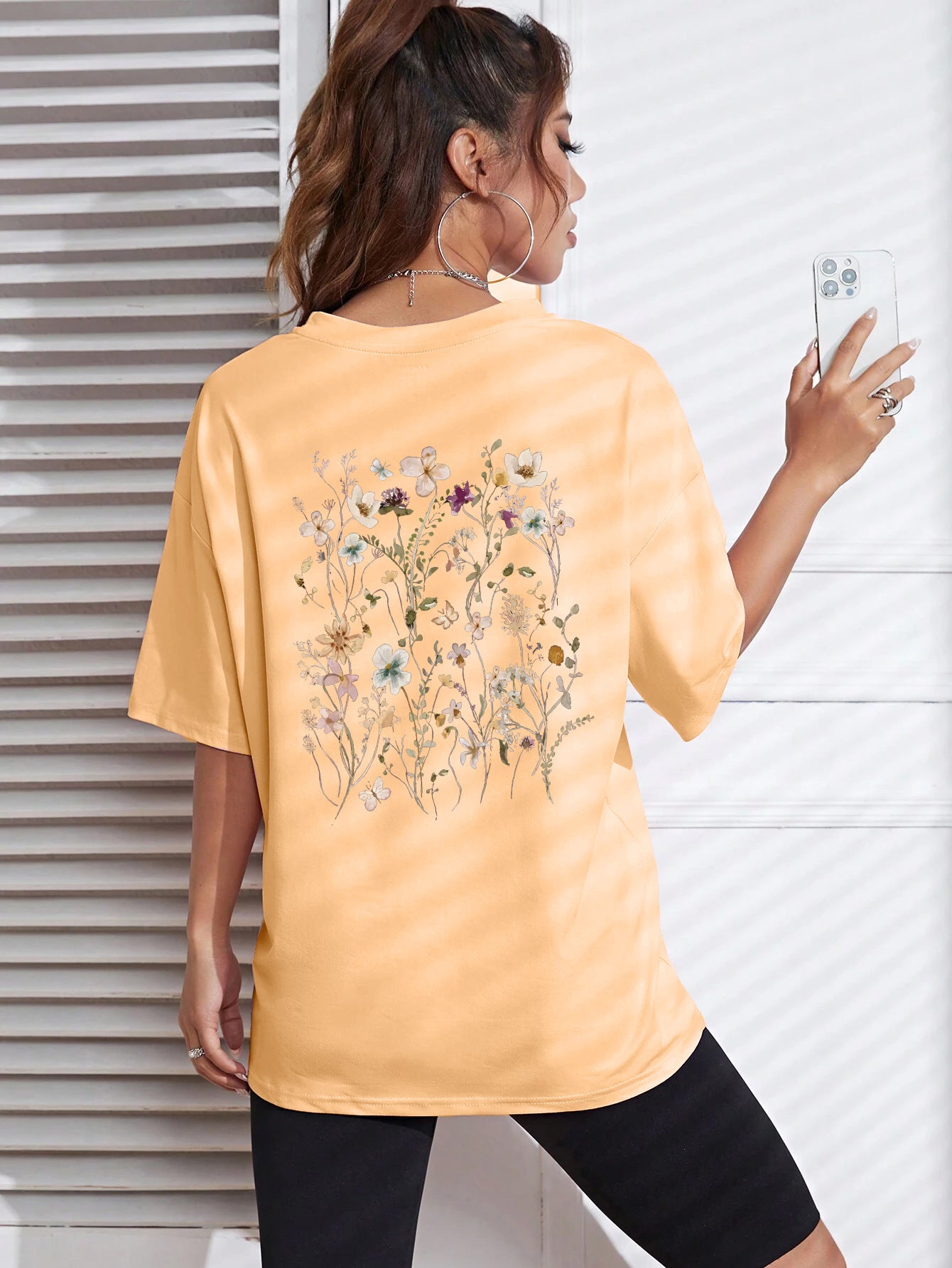 Beautiful Flower Clusters Print Cotton Women T-shirts Casual